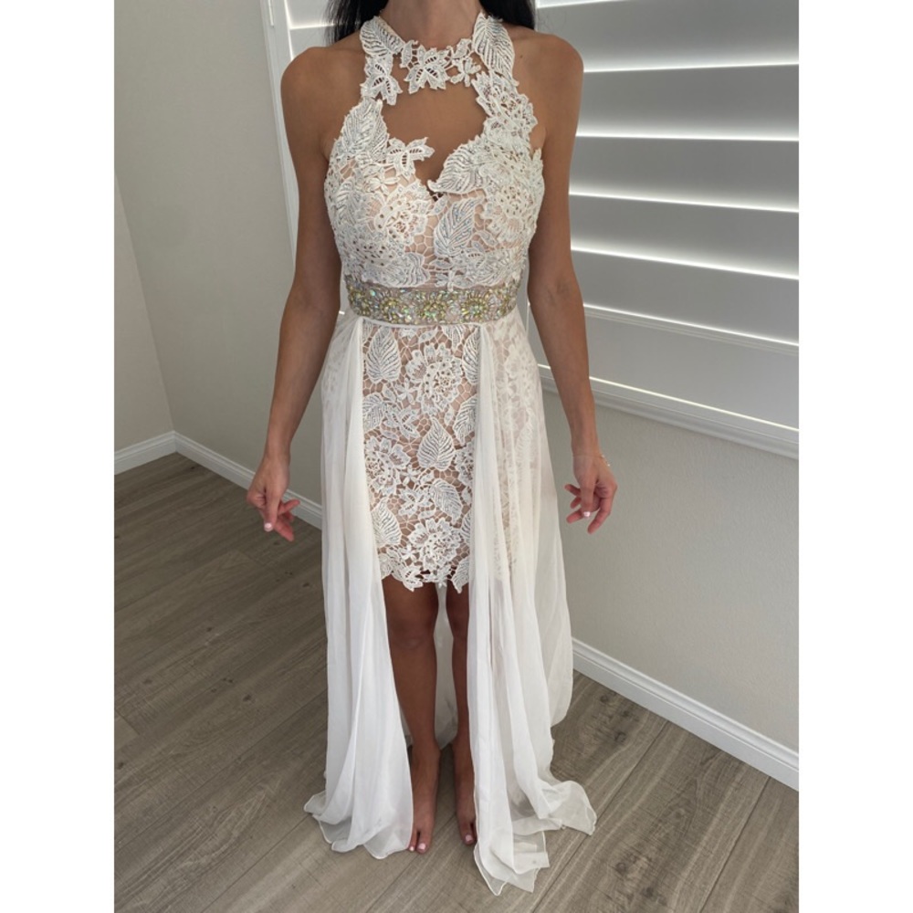 White and lace Sherri Hill dress